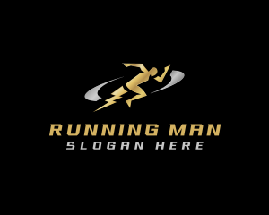 Running Lightning Man logo design