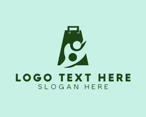 Online Marketplace - Person Shopping Bag logo design