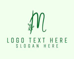 Vegan - Natural Elegant Letter M logo design