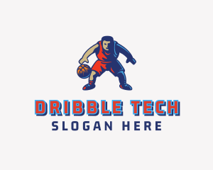 Dribble - Basketball Player Athlete logo design