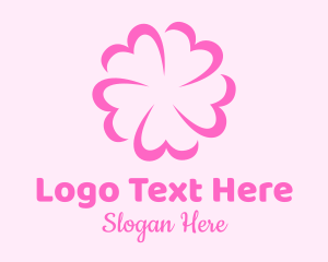 Valentine - Pink Flower Heart logo design