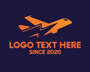 Flight - Orange Thunder Airplane logo design