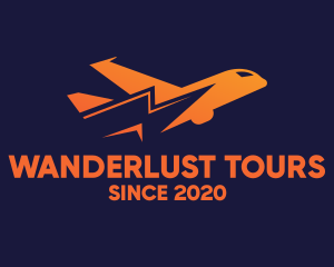 Orange Thunder Airplane logo design