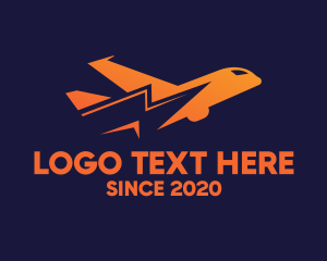 Airplane - Orange Thunder Airplane logo design