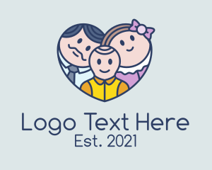 Family - Heart Cute Family logo design