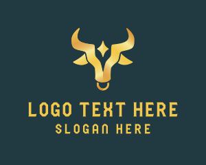 Meat - Gold Ox Star Emblem logo design