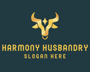 Husbandry - Gold Ox Star Emblem logo design