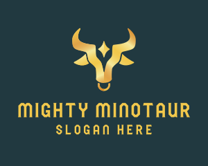 Minotaur - Gold Ox Star Emblem logo design