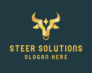 Steer - Gold Ox Star Emblem logo design