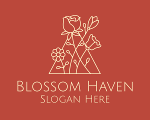 Flowering - Minimalist Flower Arrangement logo design
