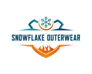 Flame Snowflake Shield logo design