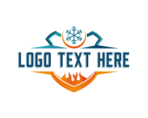 Heating - Flame Snowflake Shield logo design