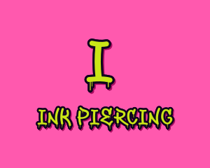 Piercing - Paint Drip Graffiti Art logo design