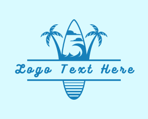 Swimming - Surf Board Beach Resort logo design