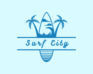 Surf Board Beach Resort logo design