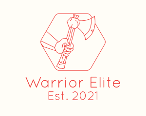 Monoline Warrior Axe logo design