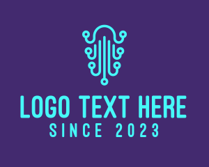 Techology - Digital Circuit Jellyfish logo design
