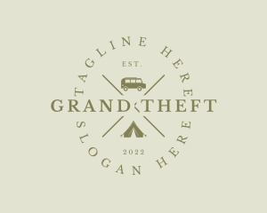 Hipster Camping Equipment Logo