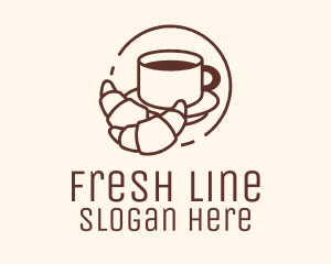 Line - Croissant Coffee Line logo design