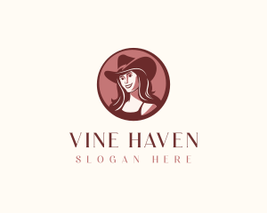 Cowgirl Western Hat  logo design