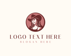 Mascot - Cowgirl Western Hat logo design