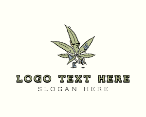 Cannabidiol - Hipster Marijuana Weed logo design