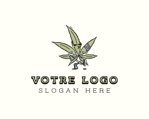 Hipster Marijuana Weed Logo