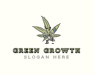 Hipster Marijuana Weed logo design