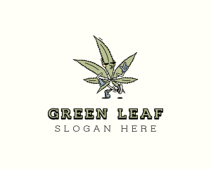 Hipster Marijuana Weed logo design