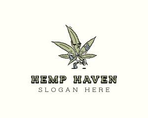 Hipster Marijuana Weed logo design