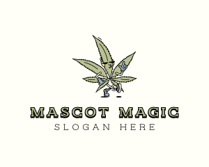 Hipster Marijuana Weed logo design