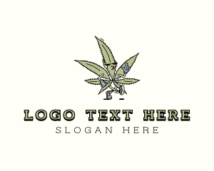 Hemp - Hipster Marijuana Weed logo design