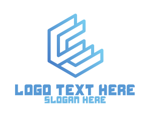 Blue And White - Blue Letter E logo design