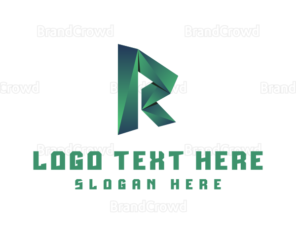 3D Origami Letter R Logo