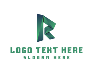 Polygon - 3D Origami Letter R logo design