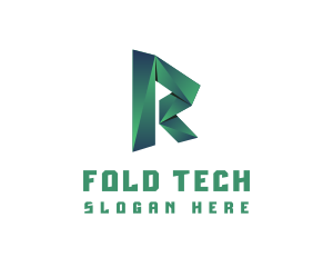 Folding - 3D Origami Letter R logo design