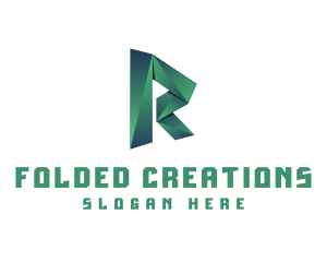 Folded - 3D Origami Letter R logo design