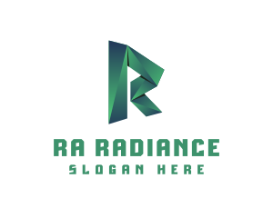 3D Origami Letter R logo design