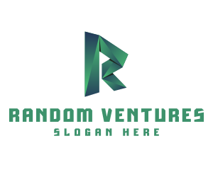 3D Origami Letter R logo design