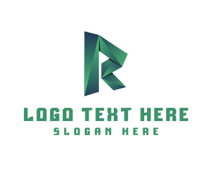 Geometric - 3D Origami Letter R logo design