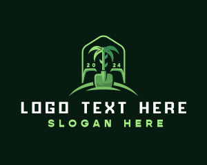 Palm Tree - Landscaping Gardening Shovel logo design