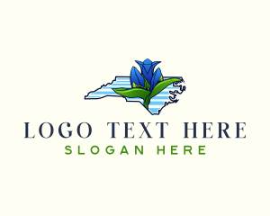 Map - North Carolina Gentian Flower logo design