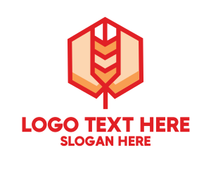 Rice Mill - Red Wheat Hexagon logo design