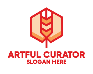 Red Wheat Hexagon logo design