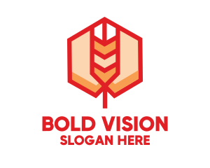 Red Wheat Hexagon logo design