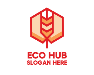 Red Wheat Hexagon logo design