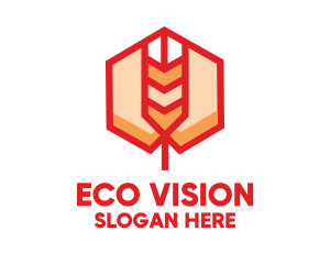 Red Wheat Hexagon logo design