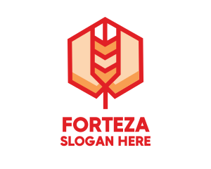 Red Wheat Hexagon logo design