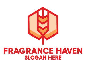 Red Wheat Hexagon logo design