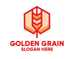 Grain - Red Wheat Hexagon logo design